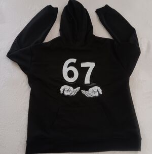 Black Hoodie Sweatshirt with '67' Graphic